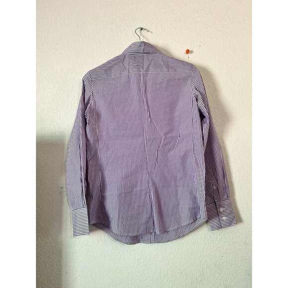 Faconnable Womens Purple White Striped Long-Sleeve Button-Down Shirt Size 4 - Picture 3 of 9